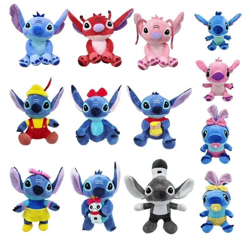 2PCS  Stitch Cartoon Blue Pink Stitch Plush Doll Animation Toy Lilo & Stitch Kawaii 20cm Angel Stitch Plush Stuffed Toy Childr